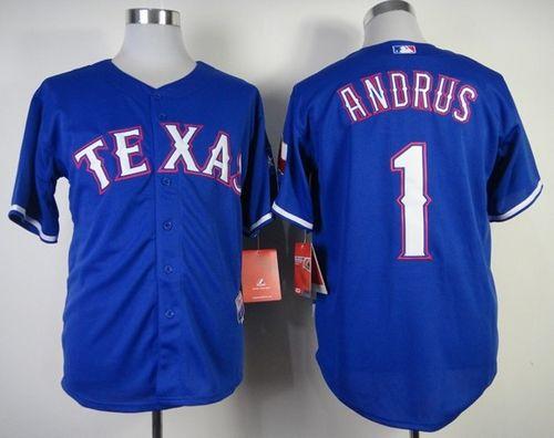 Rangers #1 Elvis Andrus Blue Stitched MLB Jersey - Click Image to Close